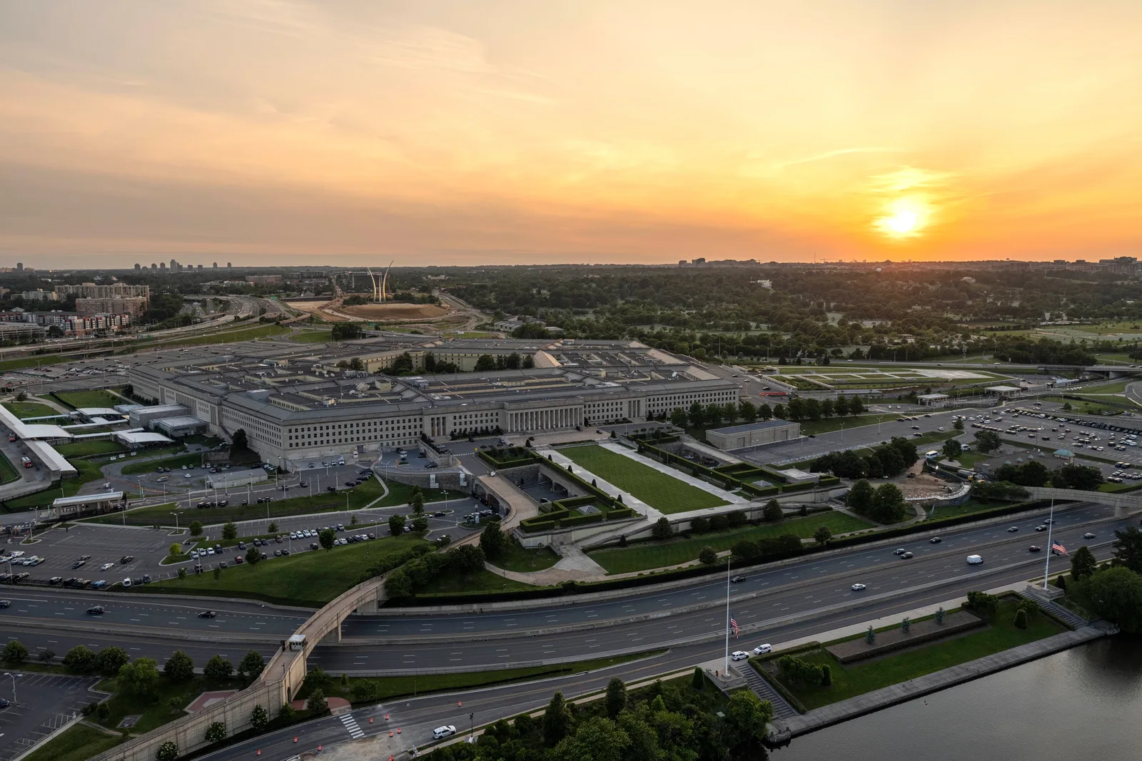 Aerial view of the Pentagon, headquarters of the U.S. Department of Defense, in Arlington, Virginia.