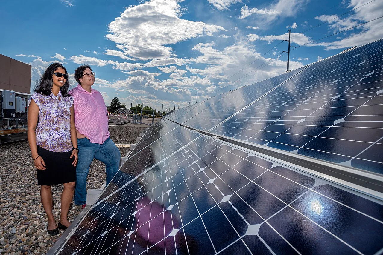 Scientists conducting solar energy research at a Department of Energy national laboratory.