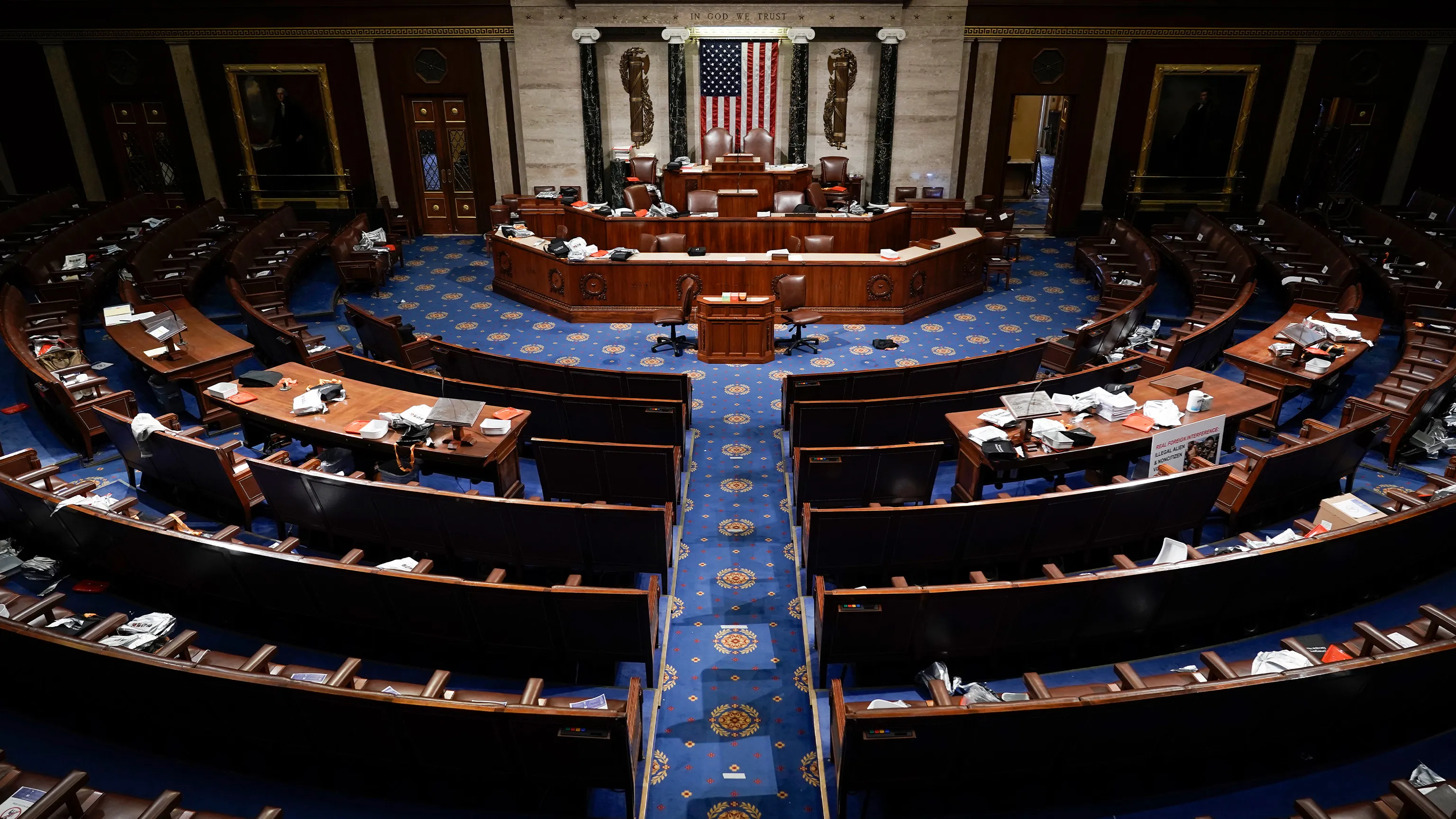 The House chamber from the Speaker's rostrum perspective
