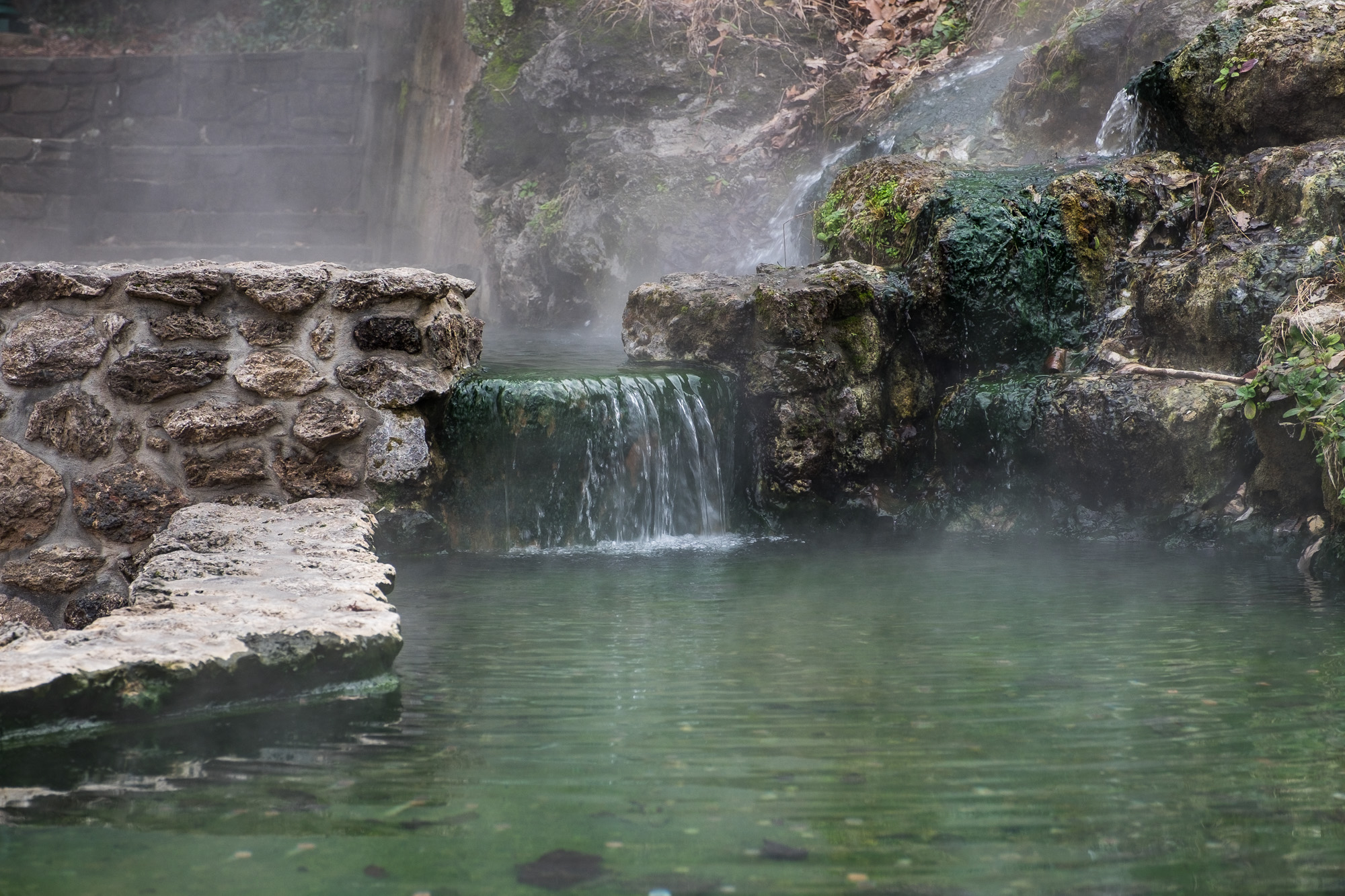 Historic Bathhouse Row along the promenade of Hot Springs National Park, Arkansas