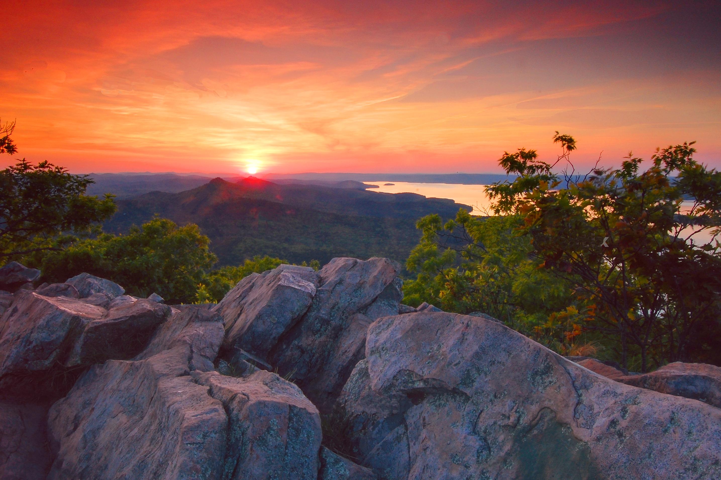 Rolling forested hills and autumn foliage in the Ozark Mountains of northwest Arkansas
