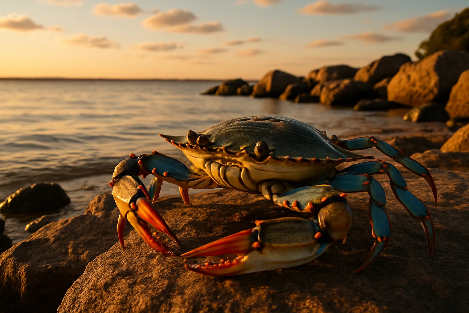 Maryland blue crabs steamed with Old Bay seasoning, a Chesapeake Bay tradition