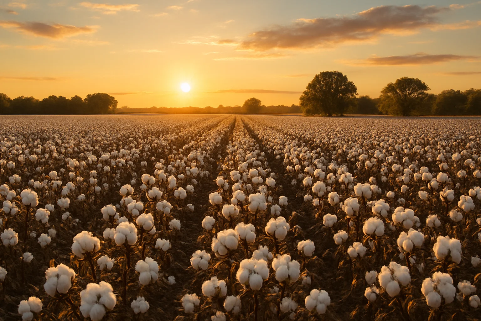 A flat expanse of cotton fields stretching to the horizon in the Mississippi Delta, the birthplace of the blues
