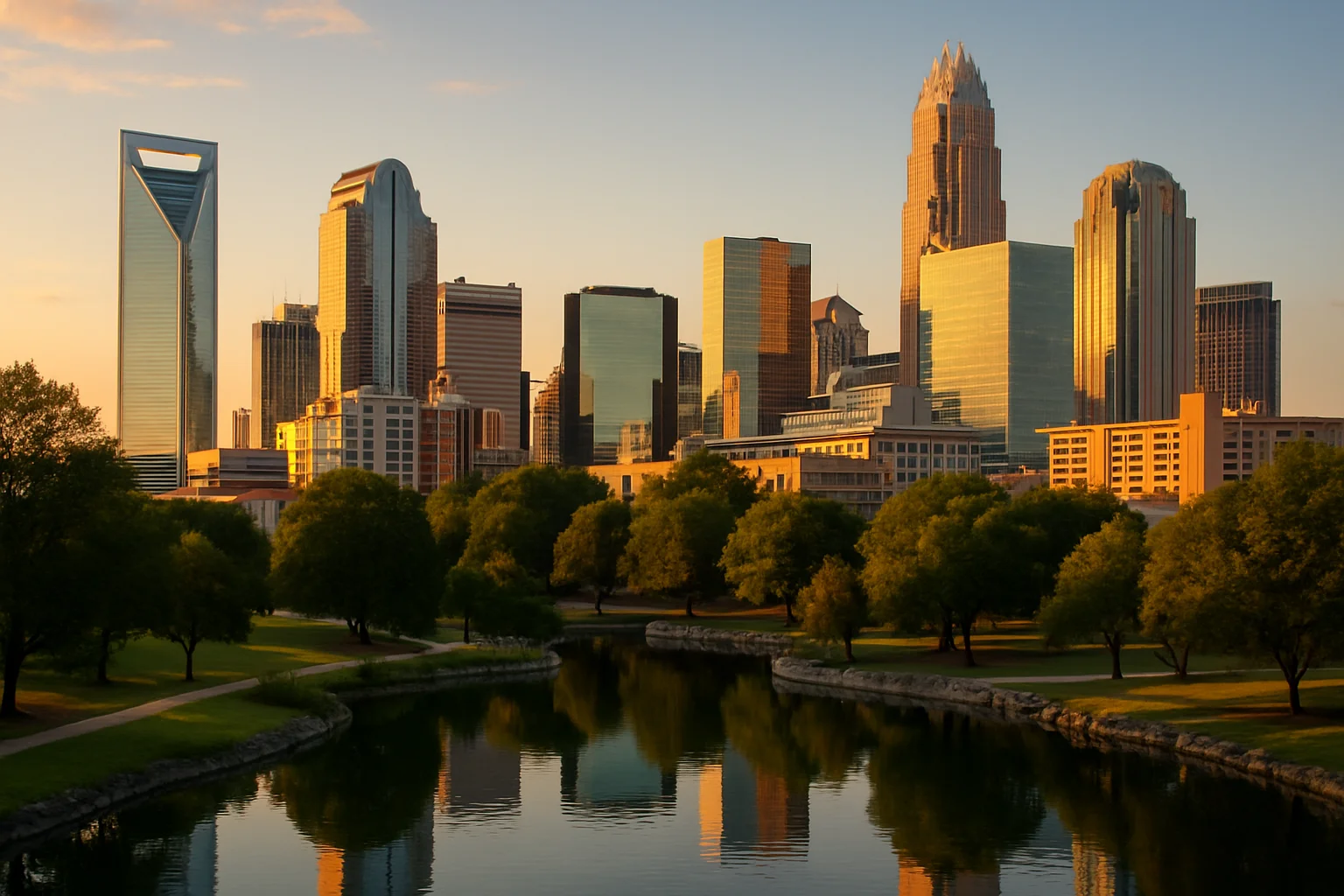 The Charlotte, North Carolina skyline, America's second-largest banking center and the fastest-growing major city in the Southeast