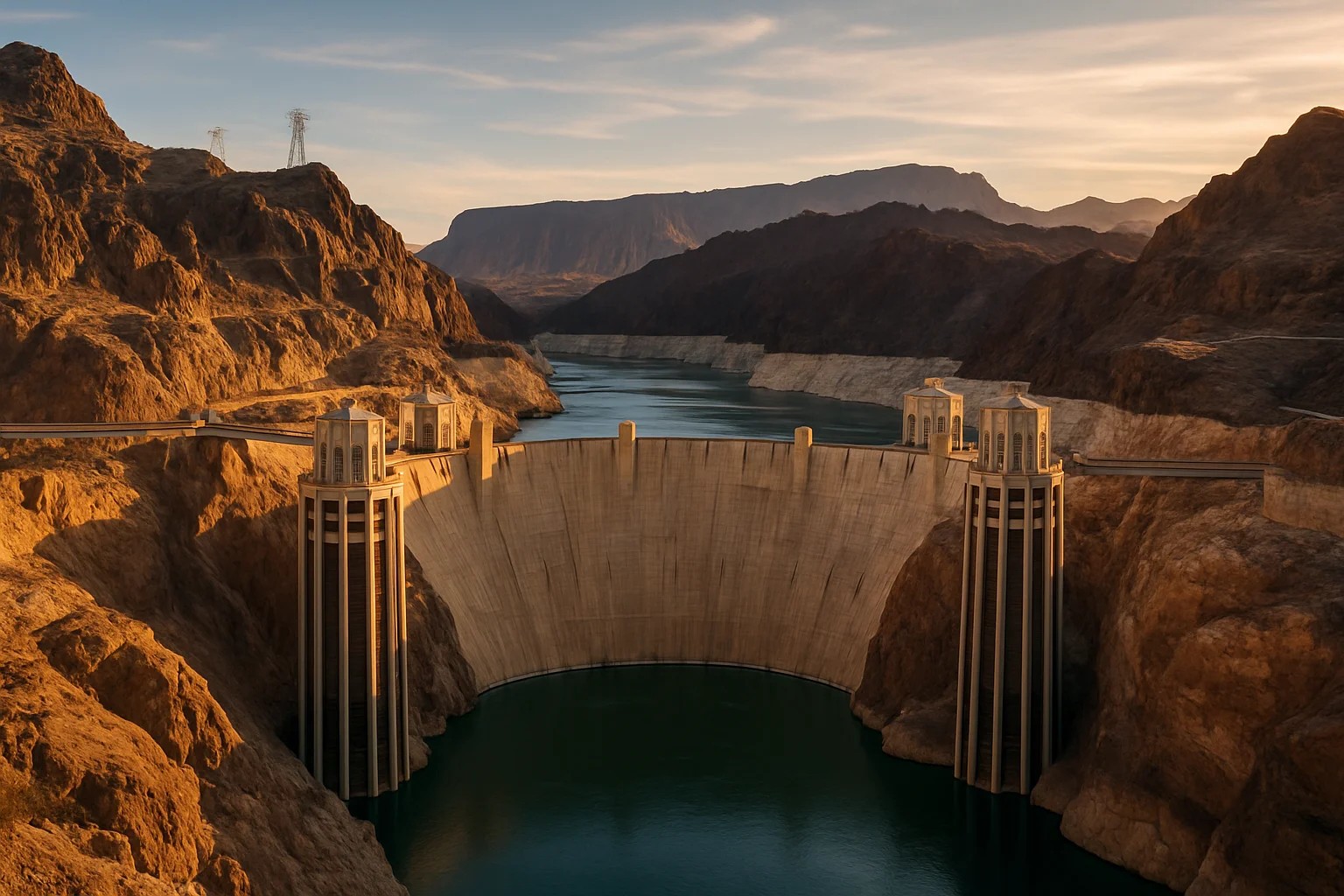 Hoover Dam spanning the Colorado River on the Nevada-Arizona border, the engineering marvel that made the modern Southwest possible