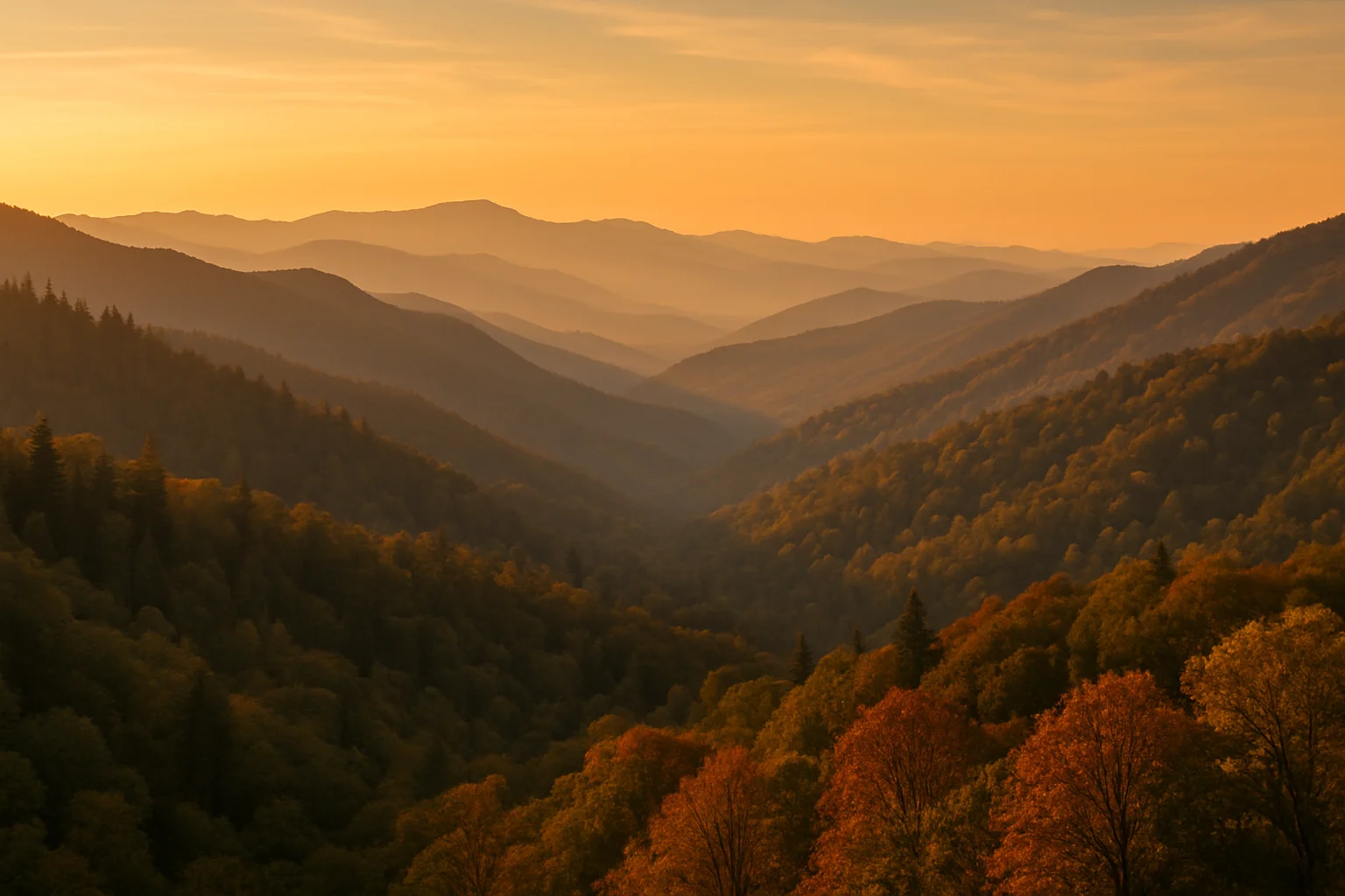 The Great Smoky Mountains of Tennessee, the most visited national park in the United States with over 12 million visitors annually