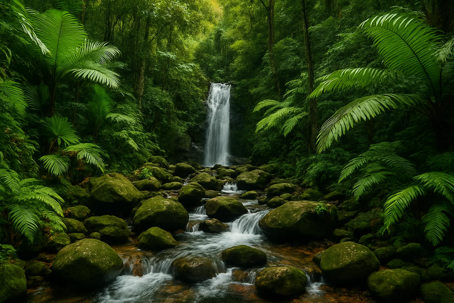 El Yunque National Forest in Puerto Rico, the only tropical rainforest in the United States National Forest System, with its ancient trees and dense canopy rising above the island's northeastern corner