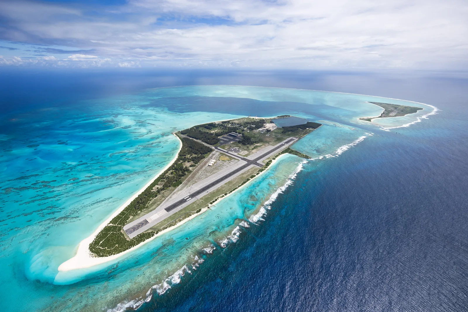 Midway Atoll Sand Island and Eastern Island from the air